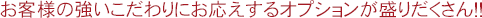 強いこだわりを持つお客様も納得のオプション