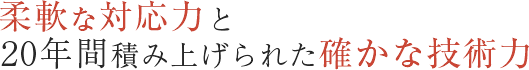 柔軟な対応力と20年間積み上げられた確かな技術力